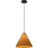 FABAS LUCE Kegelförmige Pendelleuchte, Gestell aus Metall und pflanzenbasiertem Kunststoff, E27, IP20, Senfgelb, Durchmesser 316 mm - Modernes Design