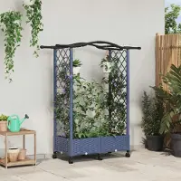 vidaXL Möbel Hochbeet mit Rankgitter und Dach Grau 124 x 40 x 129 cm PP - Beete &34227