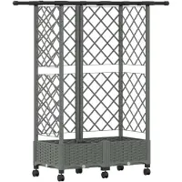 vidaXL Hochbeet mit Rankgitter und Dach Hellgrau 124 x 40 x 127 cm PP