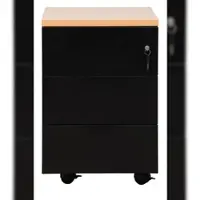 Proregal Rollcontainer Fox | 3 Schubladen | Seitengriff + Materialfach | HxBxT 62x46x60 cm | Holzabdeckplatte | Schwarz