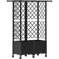 Syfax Hochbeet mit Rankgitter und Dach Schwarz 124 x 40 x 142 cm PP