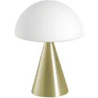 FABAS LUCE Blip 7W LED-Tischleuchte mit Touch-Steuerung und Farbtemperaturregelung (2700K-4000K), Metallrahmen und mundgeblasenem Glas, Messingfarbe - Blip