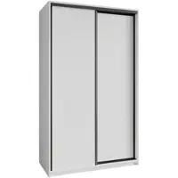 Masseno Schiebetürenschrank NISSE 120/205/60 cm Kleiderschrank mit Schubladen Schlafzimmer Schrank 2-türig Weiß + Schwarz