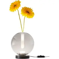 FABAS LUCE Wengen Tischleuchte, Transparentgrau, 7W LED 540lm, Borosilikatglas, Touch-Dimmer, Farbtemperatur 2700K-3000K-4000K, Schutzart IP20 - Wengen