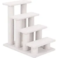 Costway Tiertreppe Katzentreppe 4 Stufen, Treppe für Katze & Hunde bis 25kg, Haustiertreppe klein, Hundetreppe Spielbaum, 61x41x60cm Weiß