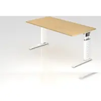Proregal - Büromöbel mit top Leistungsdaten Schreibtisch Mauri | Ahorn | Weißes Gestell | BxT 160x80cm | Arbeitshöhe 68-86cm | höhenjustierbar, 2cm Raster | C-Fuß-Gestell | Rechteckform