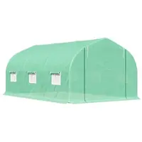 STILVORA Foliengewächshaus Polyethylen Grün 450x300x205 cm mit Stahlrahmen