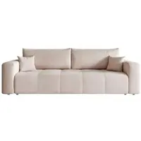 Idohome Sofa 3-Sitzer Schlafsofa Freistehend & Modern mit Schlaffunktion & Stauraum, Velours Couch Wohnlandschaft in Farbe Beige Manila 02- PEDRO