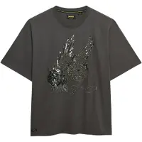 Superdry für Damen. W1011764A Tattoo Embellish T-Shirt in Übergröße grau (M), Lässig, Baumwolle, Kurzarm