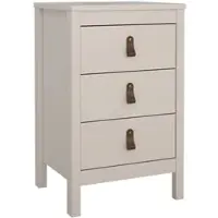 Wellhome - Nachttisch mit 3 Schubladen und Griffen in der Farbe Beige-Grau 44 x 39 x 71 cm - Guadalquivir