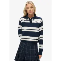 Superdry Athletic Essential Cropped Stripe Rugby Langarm-polo