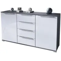 Vladon SIDEBOARD Linio Weiß Hochglanz