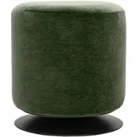 Miliboo Drehbarer runder Pouf aus grün-khaki Samtoptik-Stoff und Metall D39.5 cm VOLNAY