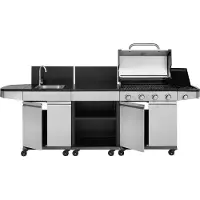 Justus , BBQ Gasgrill Outdoorküche "Juno", silber / schwarz, 4 +1 Brenner