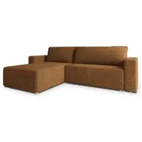 Masseno Ecksofa CALTI T mit Schlaffunktion L-Form, Sofa mit Bettkasten, Wohnzimmersofa, Couch, Soffa, Bettsofa, Couchgarnitur- Orange, TILIA 56