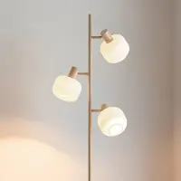 LumenXL Stehleuchte Jesse beige mit milchweißem Glas, 3-flammig