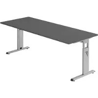 Bümö Schreibtisch Serie-O - Gestell: Silber, Nachbildung: Graphit, Größe: 200 x 80 cm