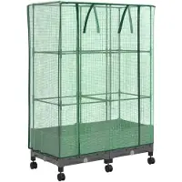 vidaXL Gartenplanter mit Gewächshausabdeckung und Rädern 2 Stk. PP