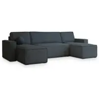 Masseno Ecksofa PESANO P mit Schlaffunktion U-Form, Sofa mit Bettkasten, Wohnzimmersofa, Couch, Soffa, Bettsofa, Couchgarnitur- Grau, POSO 34