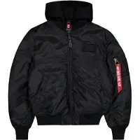 Alpha industries Bomberjacke "MA-1 TT Hood Light", Herren, Gr. M, schwarz (schwarz, schwarz), Obermaterial: 100% Nylon, Futter: 100% Nylon, Kapuze: 75% Baumwolle, 25% Polyester, Jacken Bomberjacke