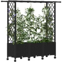 vidaXL Hochbeet mit Rankgitter und Dach Schwarz 162,5 x 40 x 142 cm PP