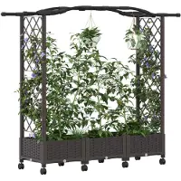 vidaXL Hochbeet mit Spalier und Rädern Braun 169 x 40 x 129 cm PP