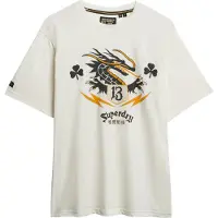 Superdry für Herren. M1012238A Kampagnen-Souvenir-T-Shirt beige (L), Lässig, Baumwolle, Kurzarm