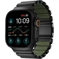 Nomad Stratos Armband für Apple Watch | 44/45/46/49 mm - Forest Green / Black Titanium