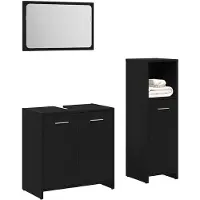 vidaXL Badezimmermöbel-Set 3 stk. Schwarz Eichen-Optik 30 x 30 x 95 cm