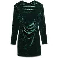 Superdry für Damen. W8011367A Grünes, langärmeliges Velvet-Kleid (XS), Party, Polyester, Langarm