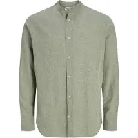 Jack & Jones Langarmhemd "JJESUMMER LINEN BLEND BAND SHIRT L/S SN" Baumwollmischung, regular fit