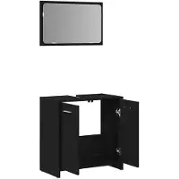 vidaXL Badschrank mit Spiegel Schwarz Eichen-Optik Holzwerkstoff