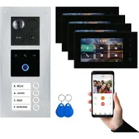 Balter ERA IP Unterputz Silber 4x7" Schwarz mit Fingerprint Video Türsprechanlage Set 4 Teilnehmer