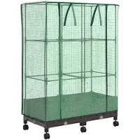 vidaXL Gartenplanter mit Gewächshausabdeckung und Rädern 2 Stk. Braun