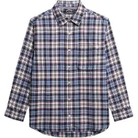Superdry für Damen. W4010500A Kariertes Flanell-Boyfriend-Hemd blau (XS), Lässig, Baumwolle, Langarm