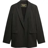Superdry für Damen. W5012032A Boyfriend-Blazer mit Nadelstreifen in Grau (XL), Lässig, Klassisch, Polyester