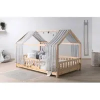Livetastic Hausbett KIM Naturfarben Grauca.100x200cm Echtholz