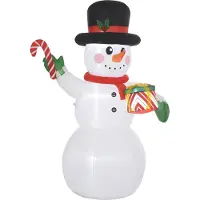 Outsunny Aufblasbar Weihnachtsdeko, 1,8 m Schneemann mit LED-Beleuchtung, Gartendeko, Selbstaufblasende Weihnachtsbeleuchtung für Innen- und Außenbereich