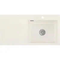 SYSTEMCERAM Flächenbündige Spüle MERA 100 SL F in MAGNOLIE Becken rechts mit Handbetätigung