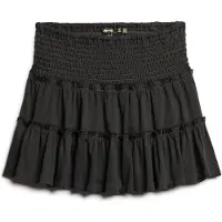 Superdry für Damen. W7210319A Schwarzer gestufter Strickminirock (L), Lässig, Baumwolle