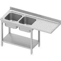 Stalgast Spültisch ECO mit Grundboden und Überstand 1800x700x900 mm, mit zwei Becken links, mit Aufkantung, Selbstmontage