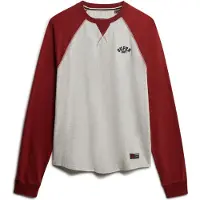 Superdry für Herren. M6010915A Vintage Athletic Baseball Top rot (M), Lässig, Baumwolle, Langarm