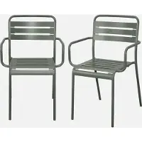 Sweeek - 2er-Set Gartensessel aus Stahl - Khaki