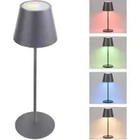 NCC-Licht LED Akku Tischleuchte Anthrazit IP54 3,6W 170lm RGBW warmweiß 3000K Dimmbar