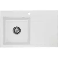 SYSTEMCERAM Spüle KeraDomo STEMA 80 in SATIN Becken links mit Handbetätigung