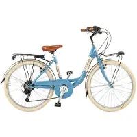 Via Veneto Fahrrad für Mädchen, Modell Giuly Lady, 24 Zoll, 6V, Größe 38, blau. "Mama" oder "keine Mama" (wahrscheinlich eine Angabe zur Passform oder zum Stil)