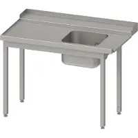 Stalgast Zulauftisch, Korbführung mit Gefälle, ohne Grundboden mit einem Becken 1600x750x880 mm, Anbauseite links, mit Aufkantung, verschweißt