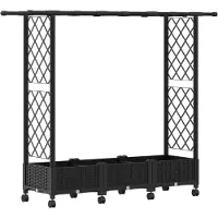vidaXL Hochbeet mit Rankgitter und Dach Schwarz 164 x 40 x 127 cm PP