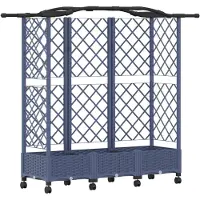 vidaXL Hochbeet mit Rankgitter und Dach Grau 163 x 40 x 129 cm PP