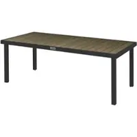 Outsunny Garten-Esstisch 190 x 90 x 74 cm mit Lattenplatte und Aluminiumgestell für die Terrasse, im rustikalen Stil und in Schwarz